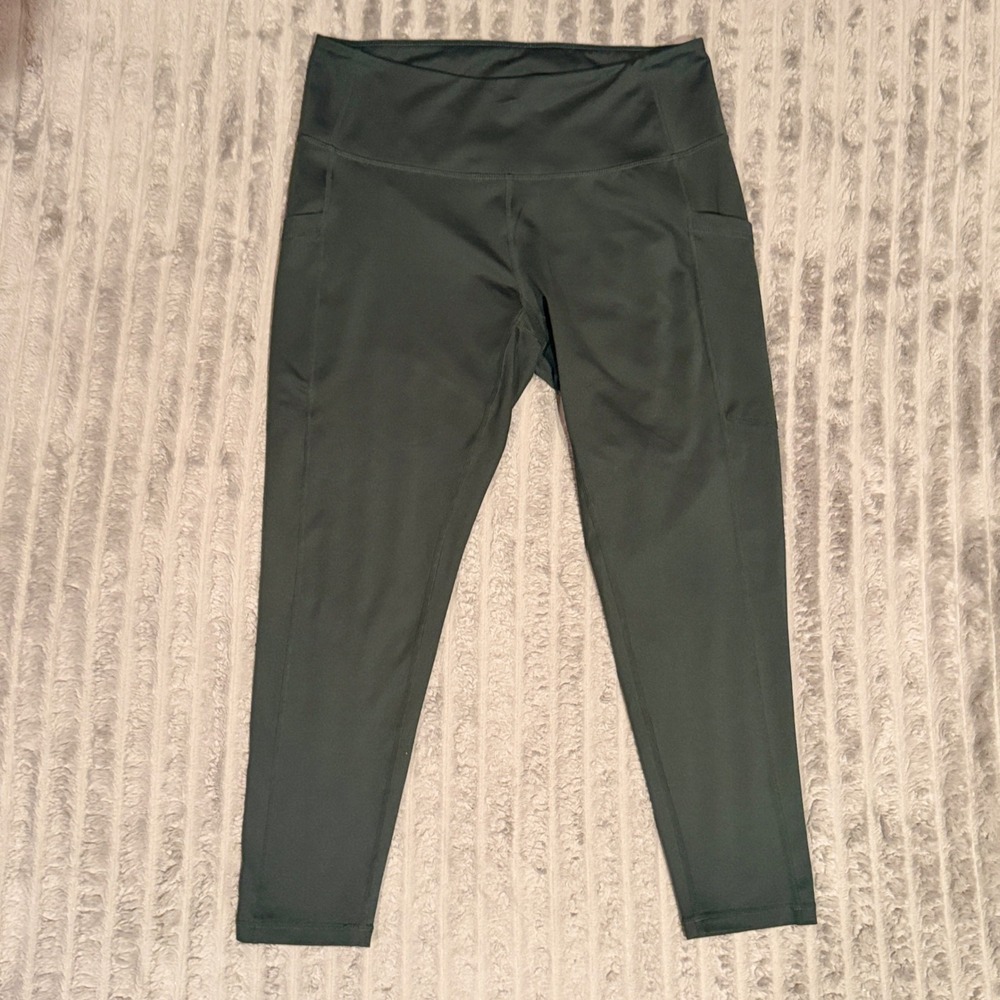 Z by Zella Womens High Waist Pocket 7/8 Leggings Dark Green Large - Picture 2 of 6